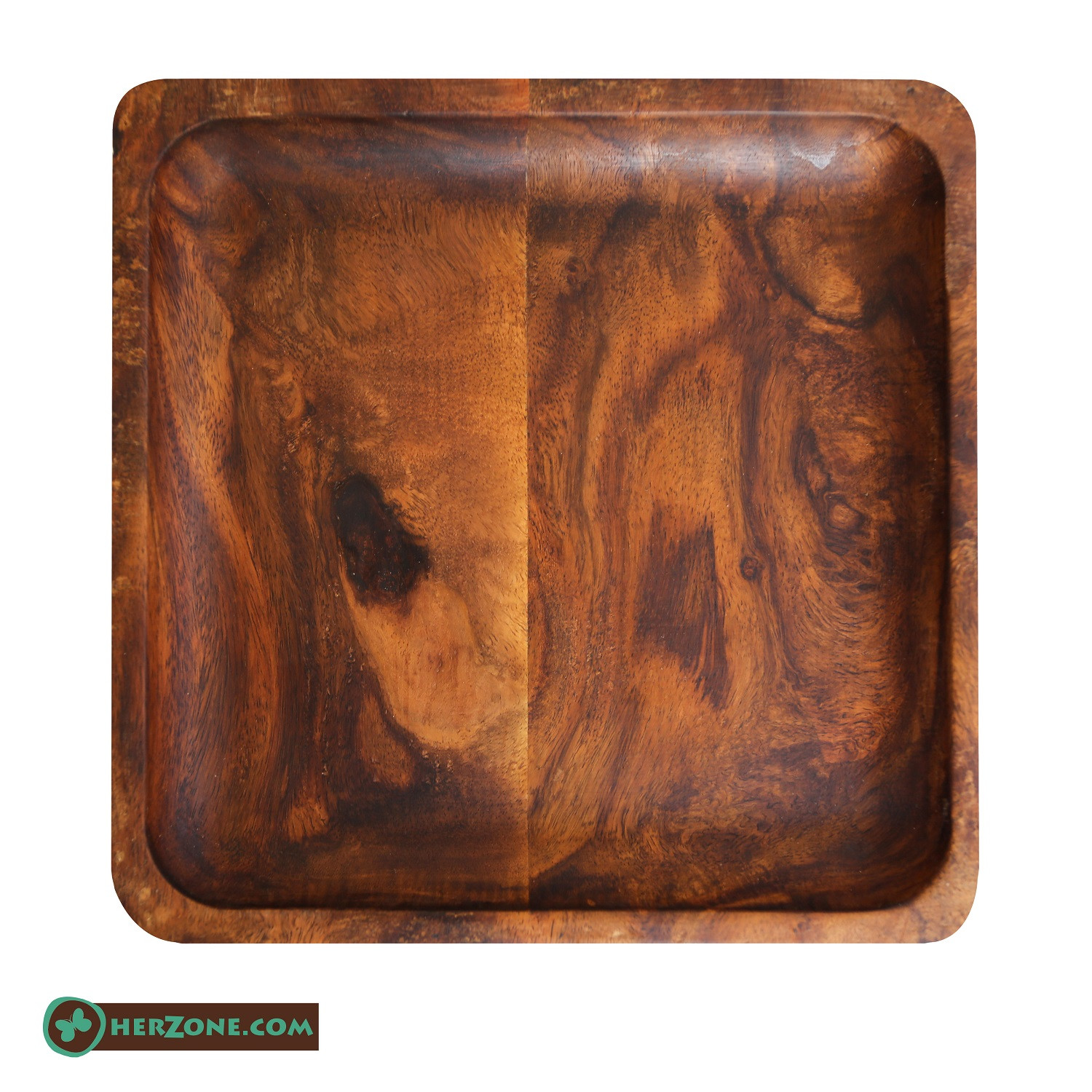 Square Dark Wooden Plate 20 cm