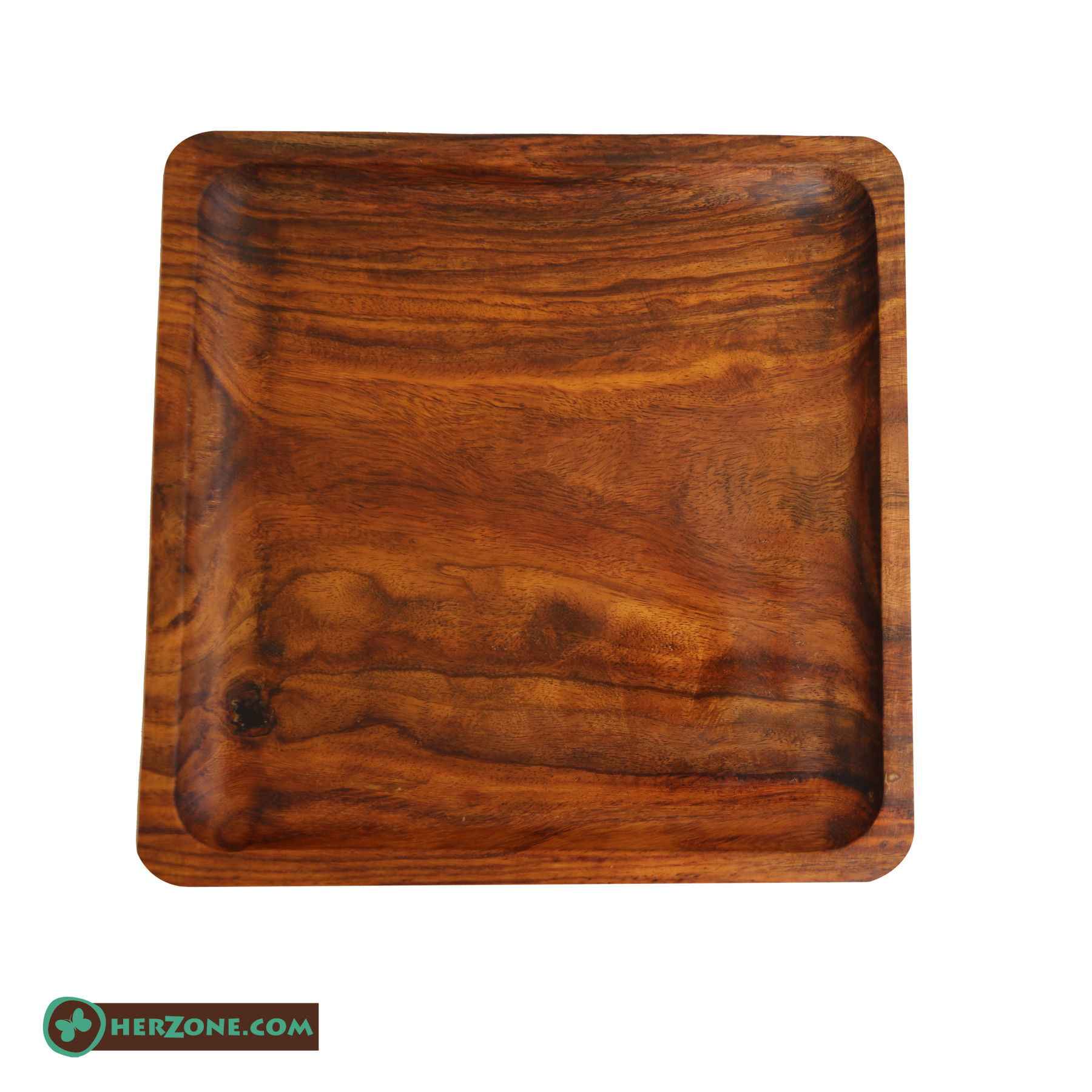 Square Dark Wooden Plate 30 cm